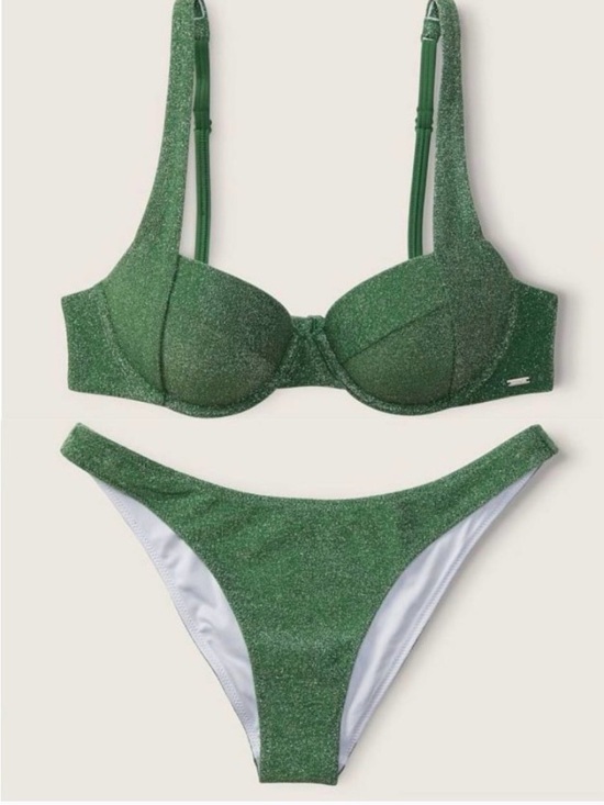 Victoria's Secret Other - Victoria's Secret Sparkle Green Underwire Bikini Set